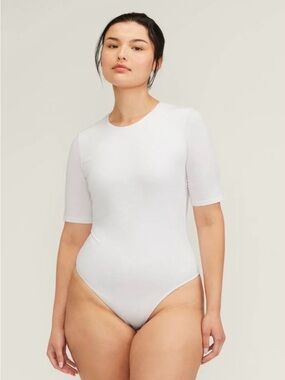 Everlane  White Short-Sleeve Bodysuit - Size Large